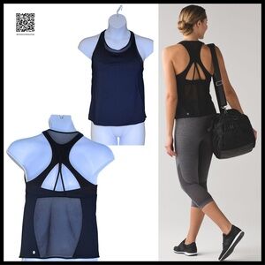 Size 8 NWOT Lululemon Gear Up Tank + Built in Bra - Black
